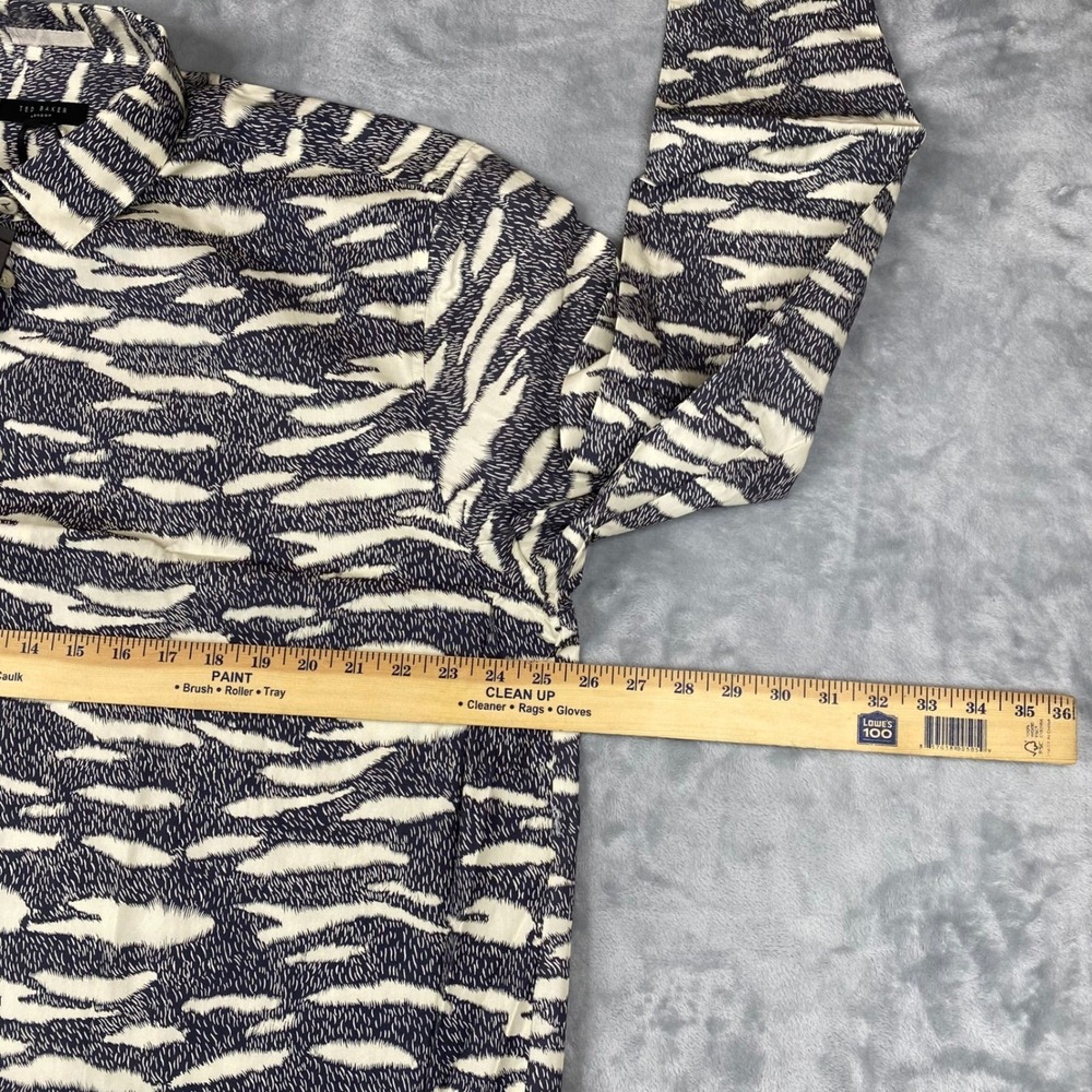 Ted Baker London Zebra Print LS Button Up Navy White Size 7 Men's XXXL NEW - Picture 9 of 11